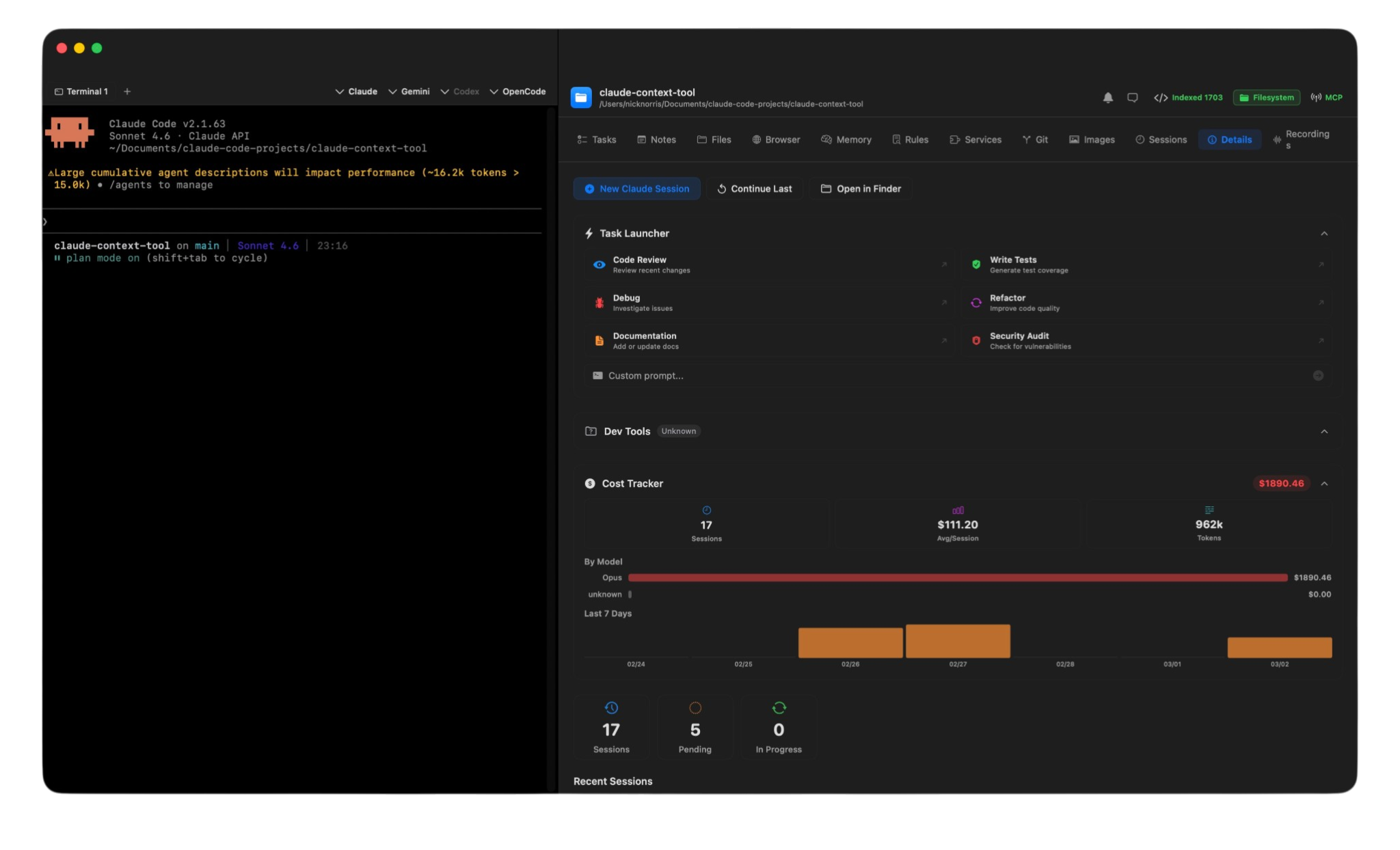 Task launcher and cost tracker
